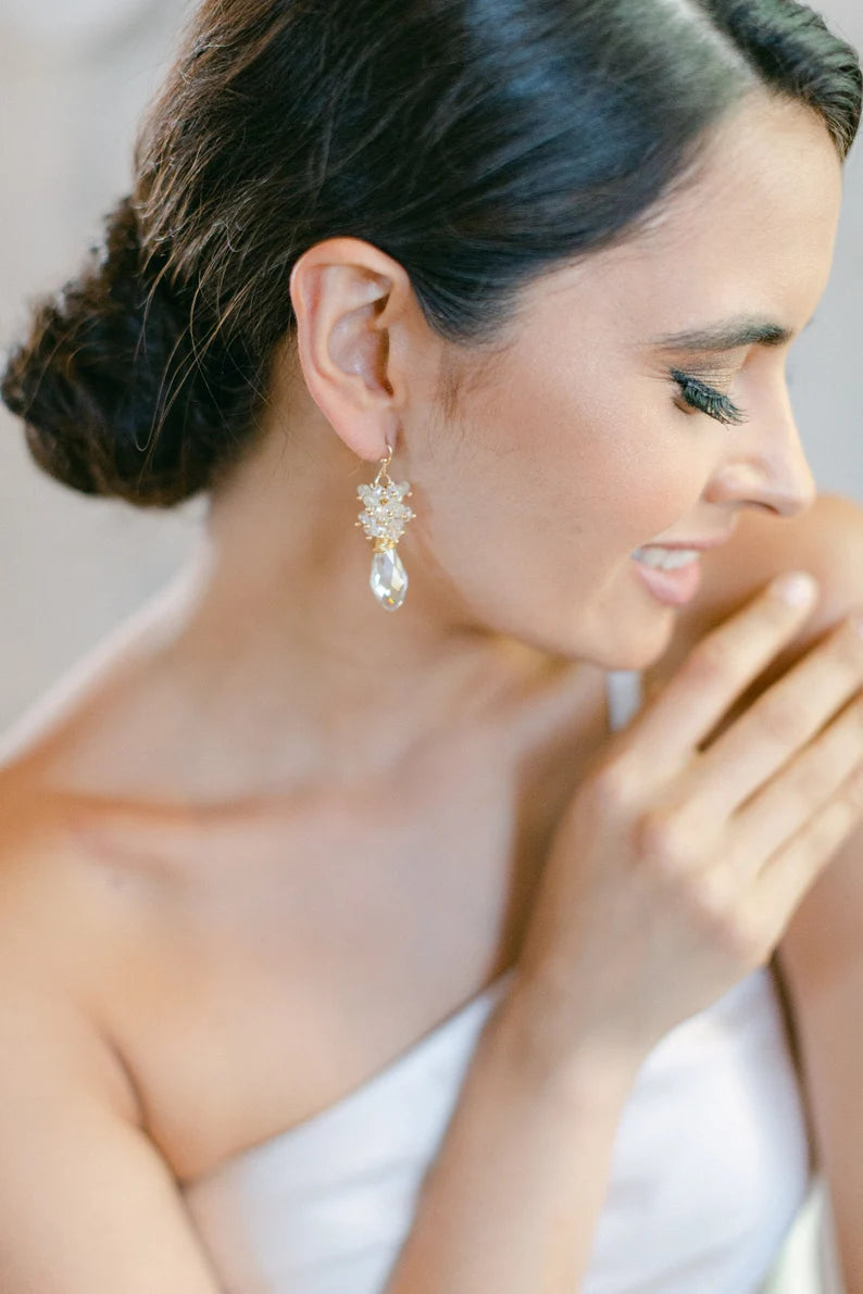 Elzen - Swarovski Crystal Drop Earrings – Hanna Peters × Gibson Bespoke
