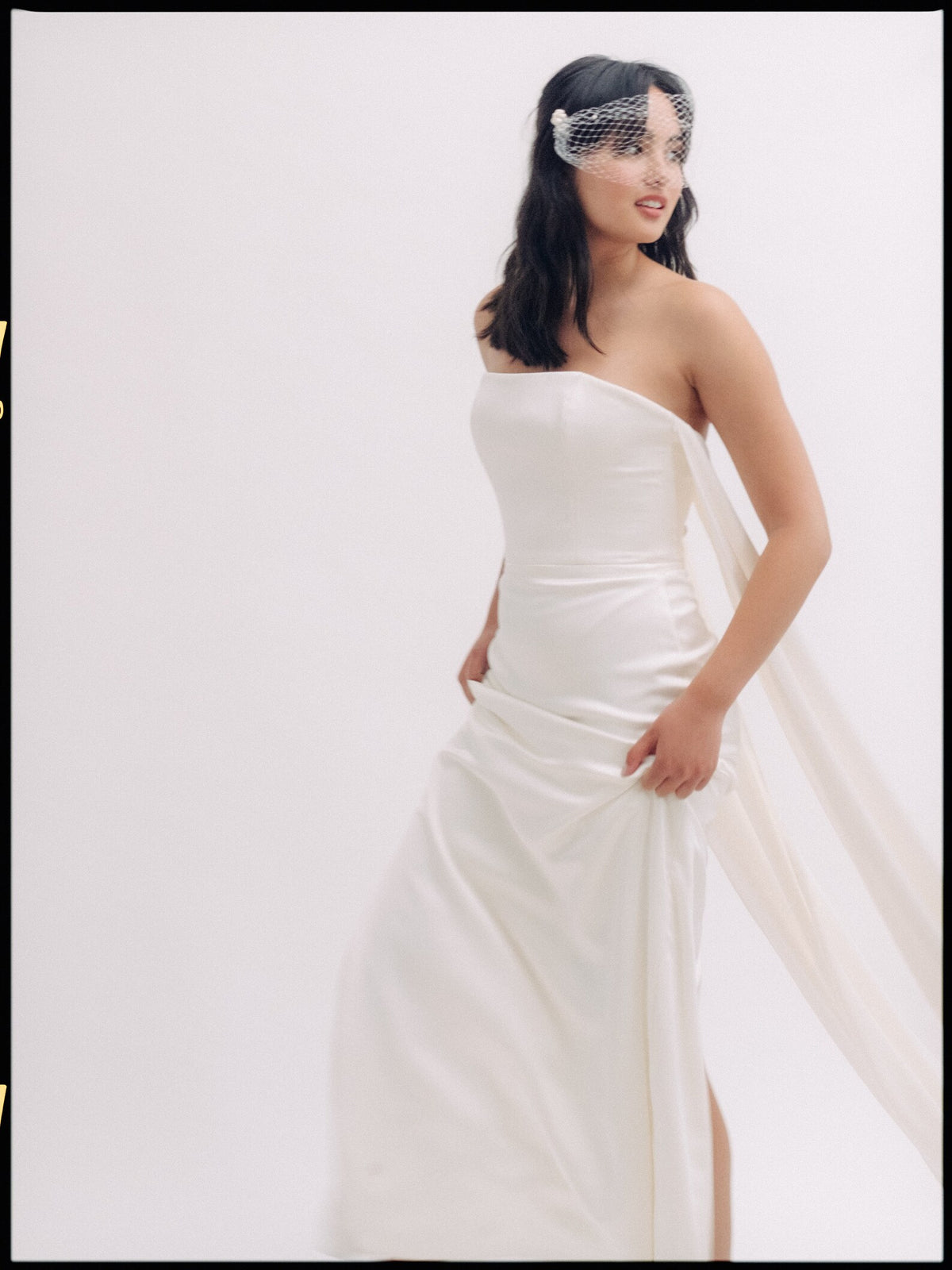 Neve - Ivoor vogelkooisluier met zoetwaterparels - Ivory Birdcage Veil with Freshwater Pearls Hanna Peters x Gibson Bespoke